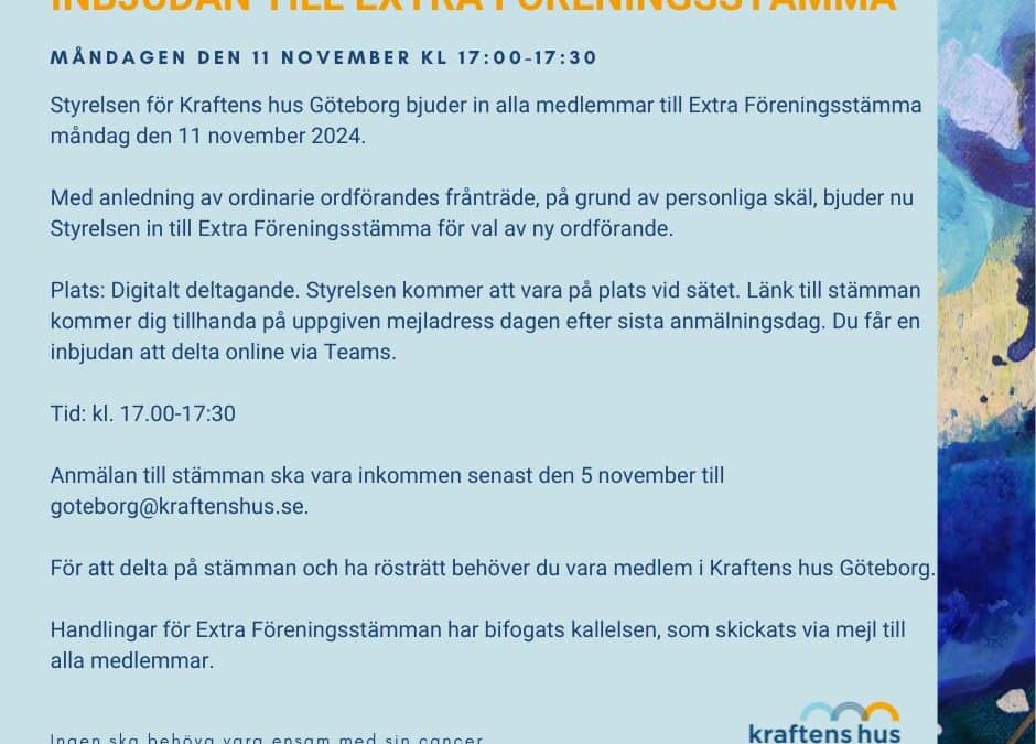 Extra Föreningsstämma Kraftens hus Göteborg